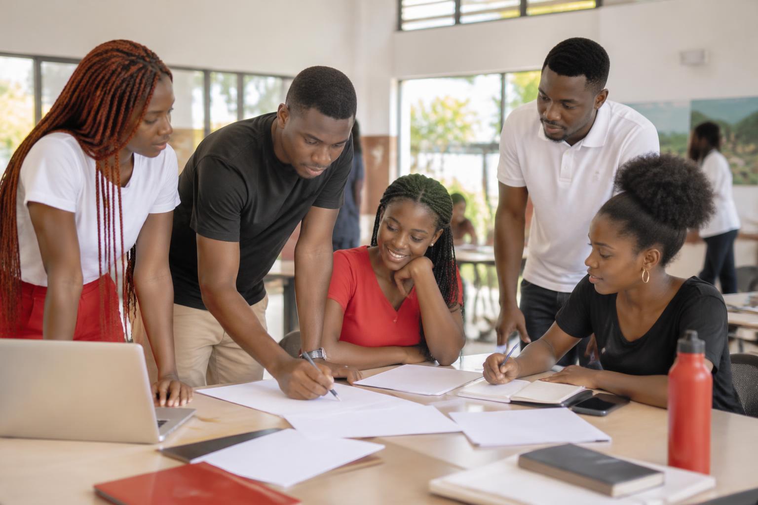 Équipe de jeunes bénévoles en préparation